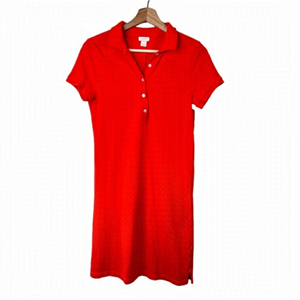 J Crew Factory Womens Size XS Short Sleeve Polo Shirt Dress Orange Red Preppy